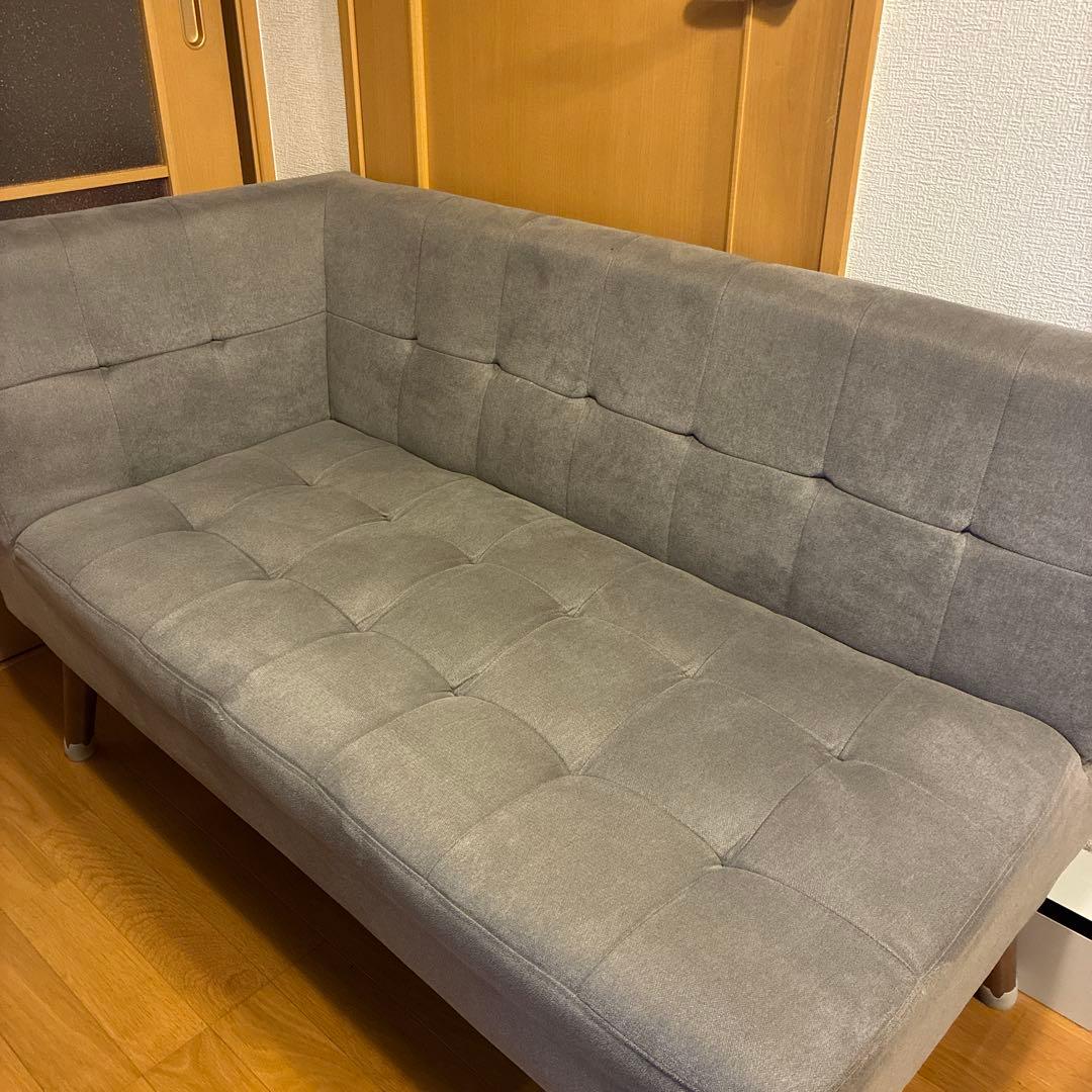 ミルドソファ2人掛け 北欧 ファブリック 2P 天然木 ロータイプ布張り グレー