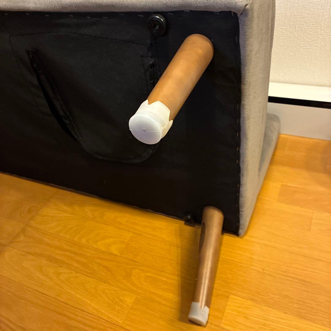 ミルドソファ2人掛け 北欧 ファブリック 2P 天然木 ロータイプ布張り グレー