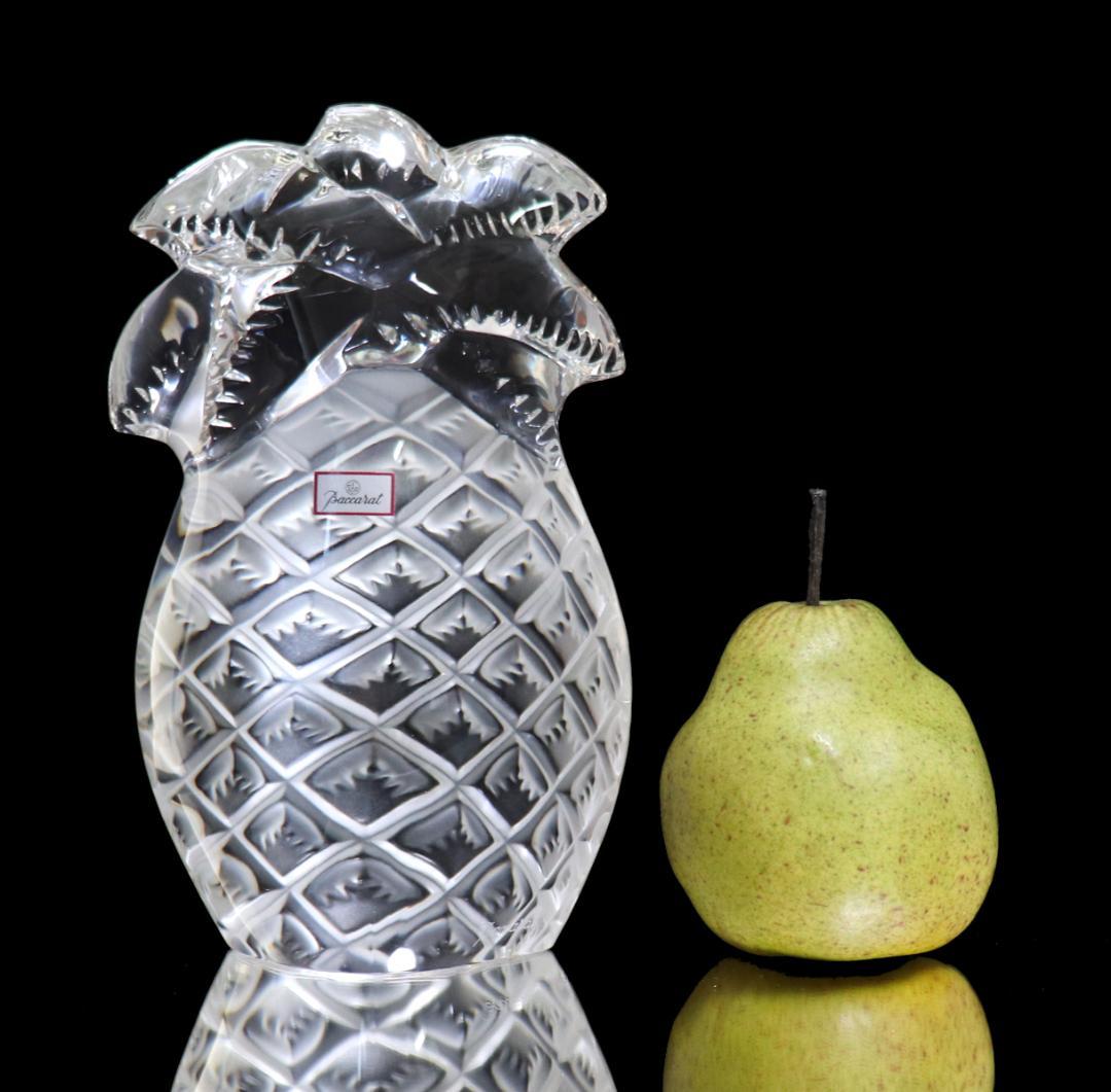 バカラ 珍品 新品箱付き 大型2kg パイナップル置物 フロスト加工 オブジェ