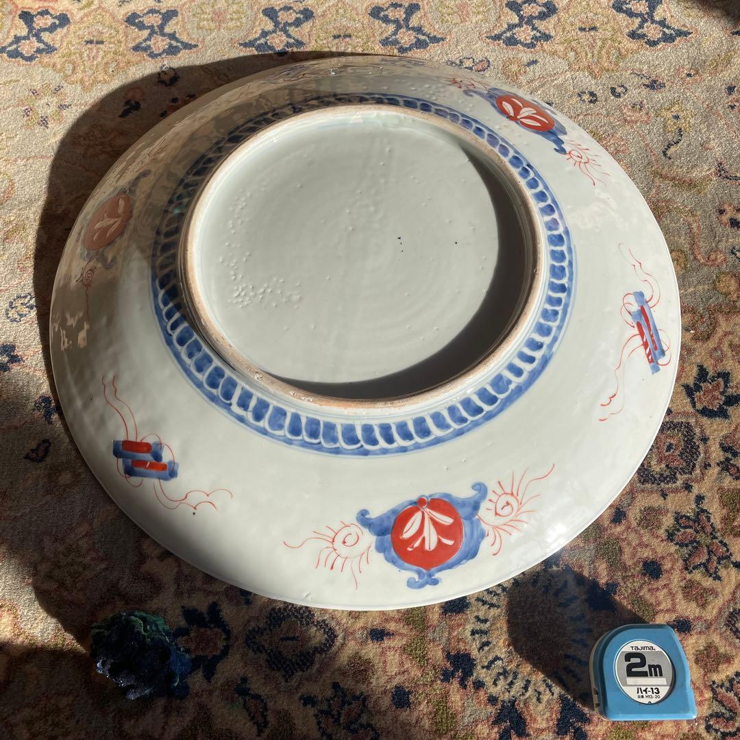 古伊万里 色絵 花鳥図 ハイビスカス 一尺四寸大皿（幕末期）