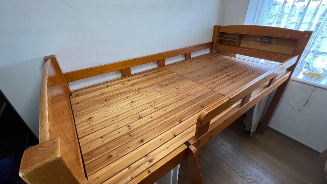 【引き取り限定】木製パイン材宮付ロフトタイプベッド