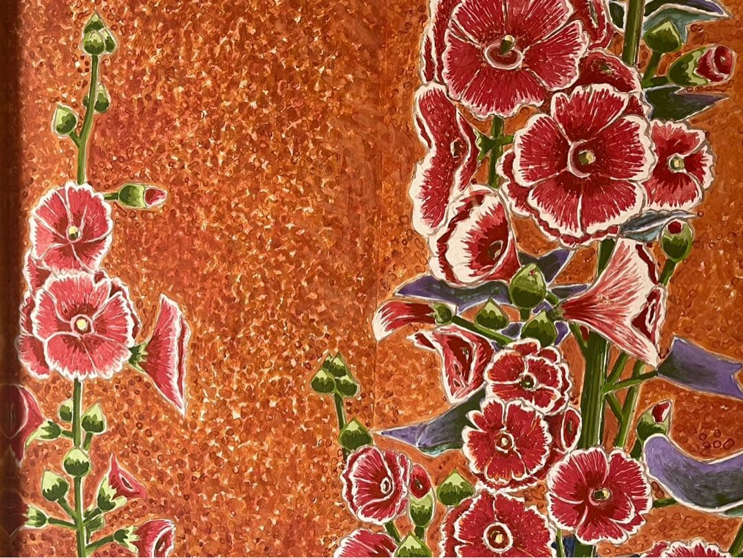 吉田和雄 立葵 絵画 額縁 アルミ 組立式 アート インテリア