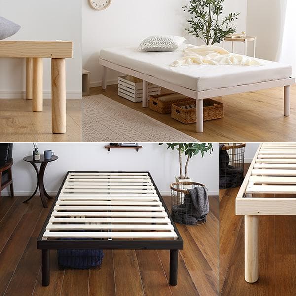 【シングルベッド】パイン材高さ2段階調整脚付きすのこベッド(シングル)ナチュラル