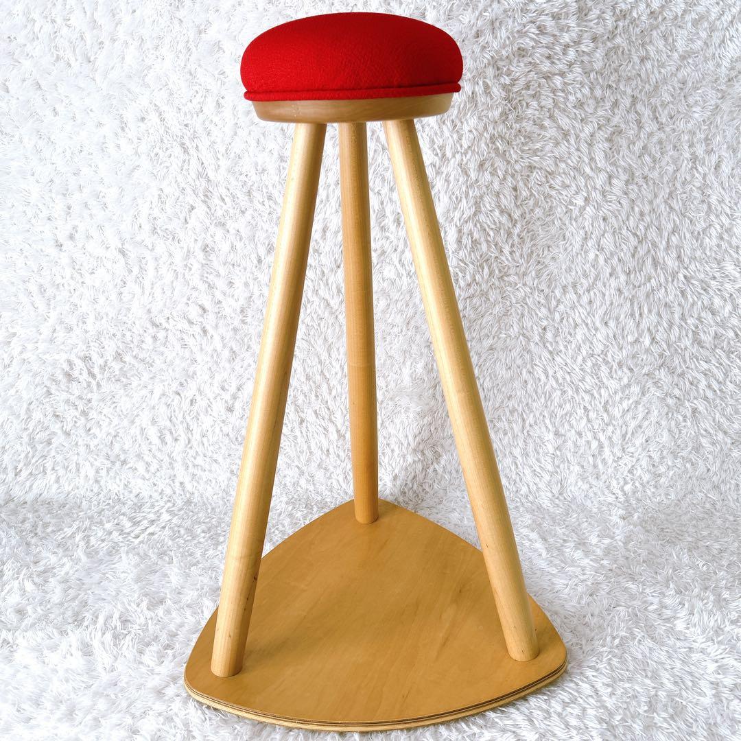 美品✨旭川家具 　コサイン 　キッチンスツール　赤　チェア　赤い帽子