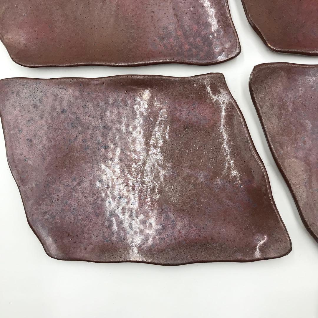 【唯一無二】【5枚セット】大炎窯　大館焼　26cm×20cm×2〜3cm菱形皿