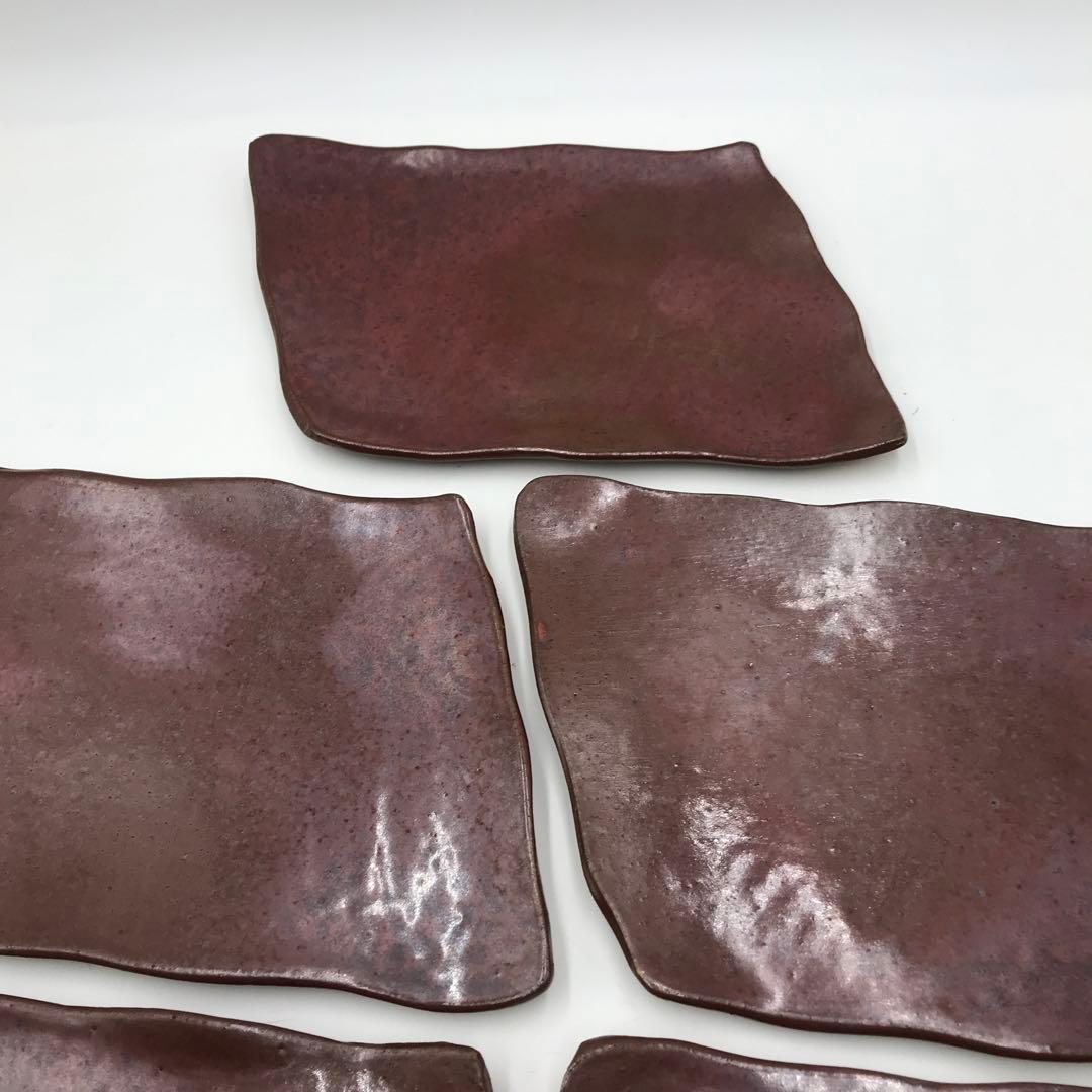 【唯一無二】【5枚セット】大炎窯　大館焼　26cm×20cm×2〜3cm菱形皿