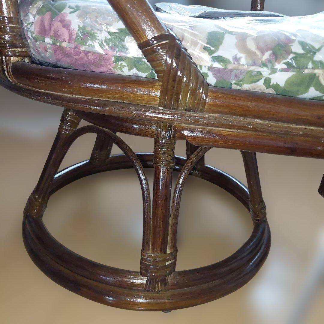 ラタン 回転椅子 新品 籐 レトロ アジアン家具