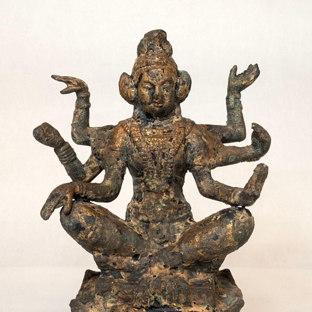 【フォロー割・匿名配送】 座像　総高さ約25㎝　一面六臂　神像　仏像　坐像