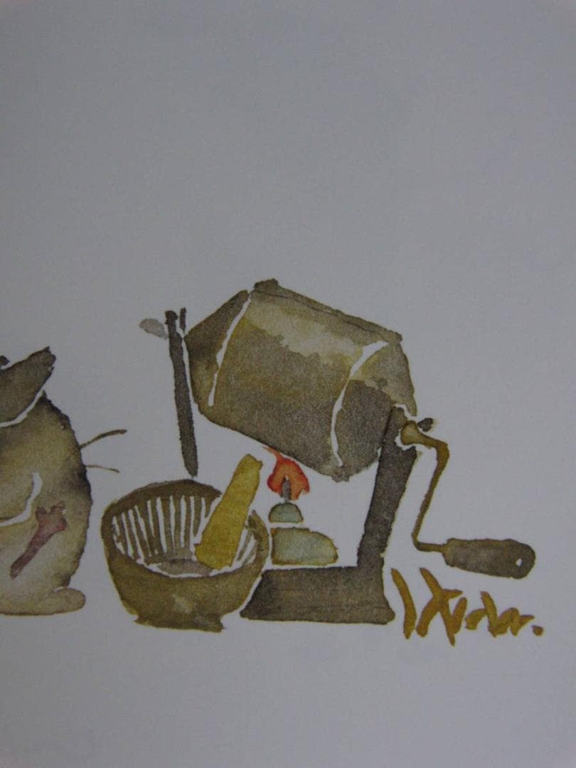 北田稔、【あじみ】、希少な額装用画集より、状態良好、新品額装付