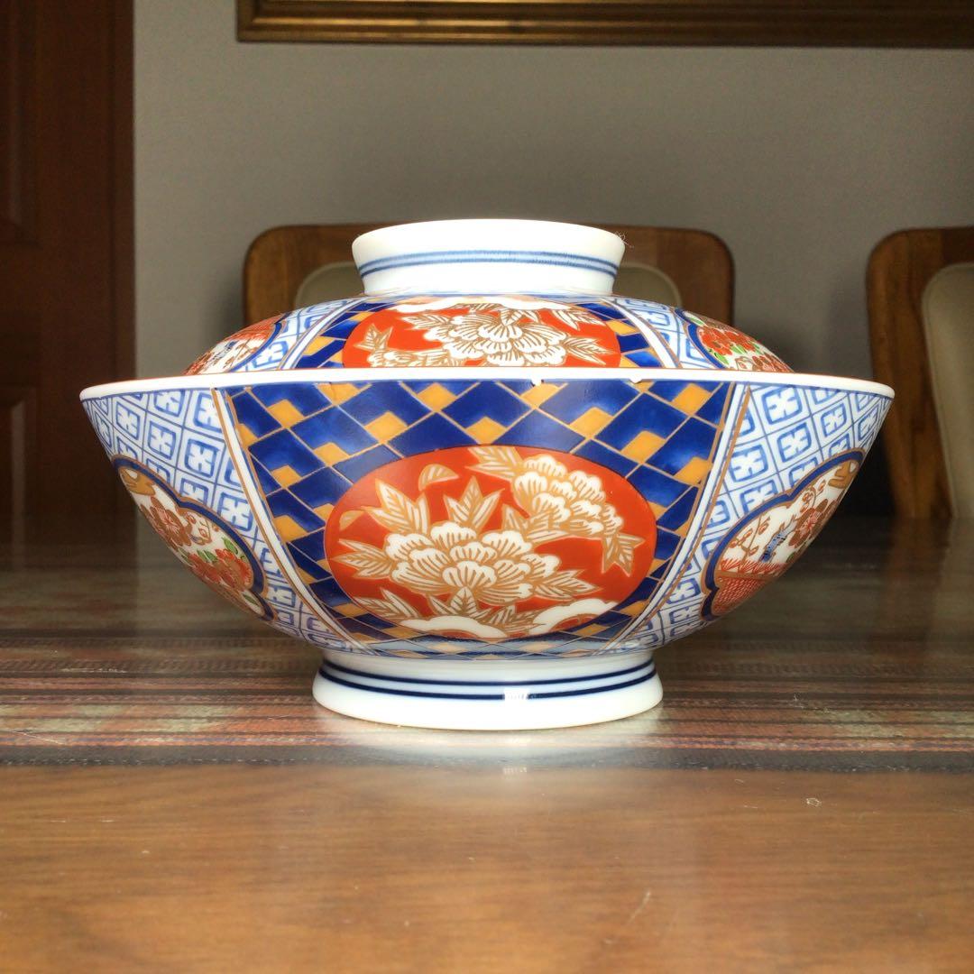 サクラうー特価』美濃焼庫山窯蓋付どんぶり5客鶴金彩