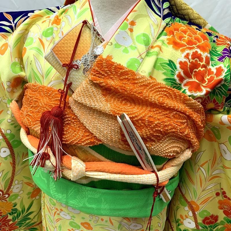 406ag11□七五三 七歳 女児 着物のみ 花車文□タグ付き未使用品