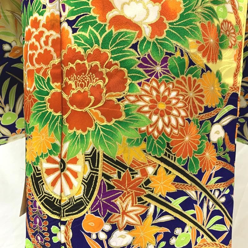 406ag11□七五三 七歳 女児 着物のみ 花車文□タグ付き未使用品