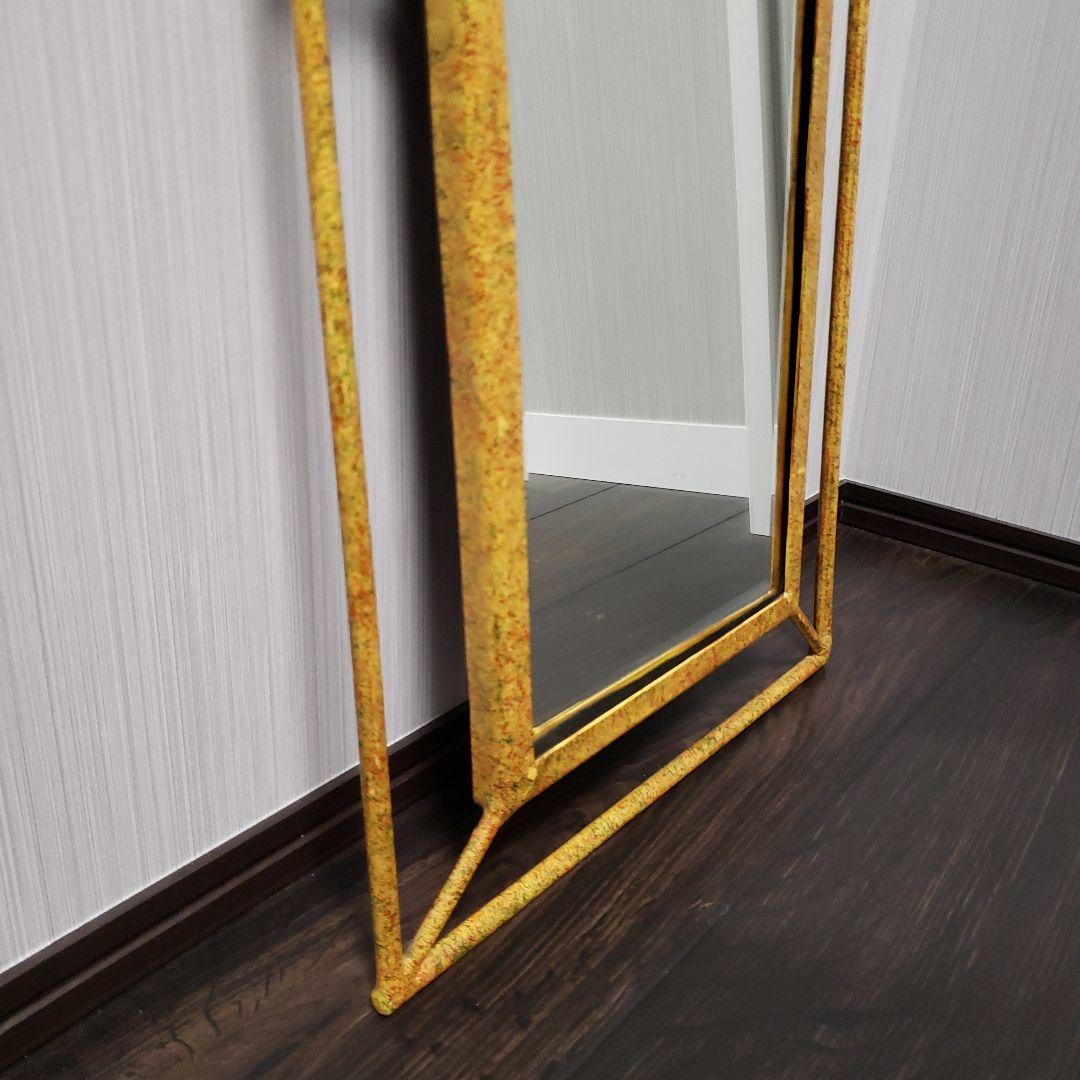 太陽 アイアン ウォールミラー 姿見 82×32cm 鉄 壁掛け鏡 ヴィンテージ