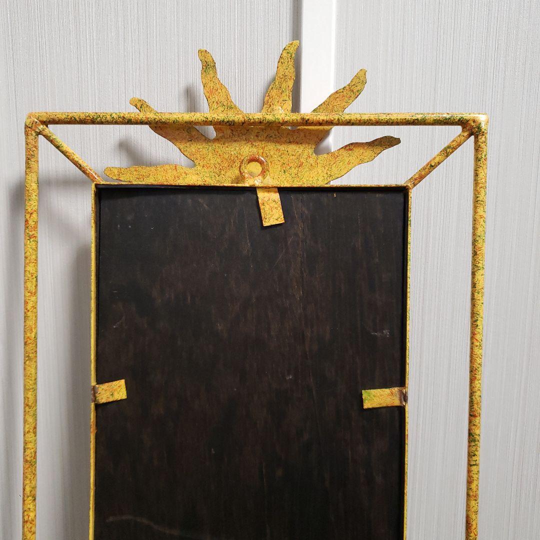 太陽 アイアン ウォールミラー 姿見 82×32cm 鉄 壁掛け鏡 ヴィンテージ