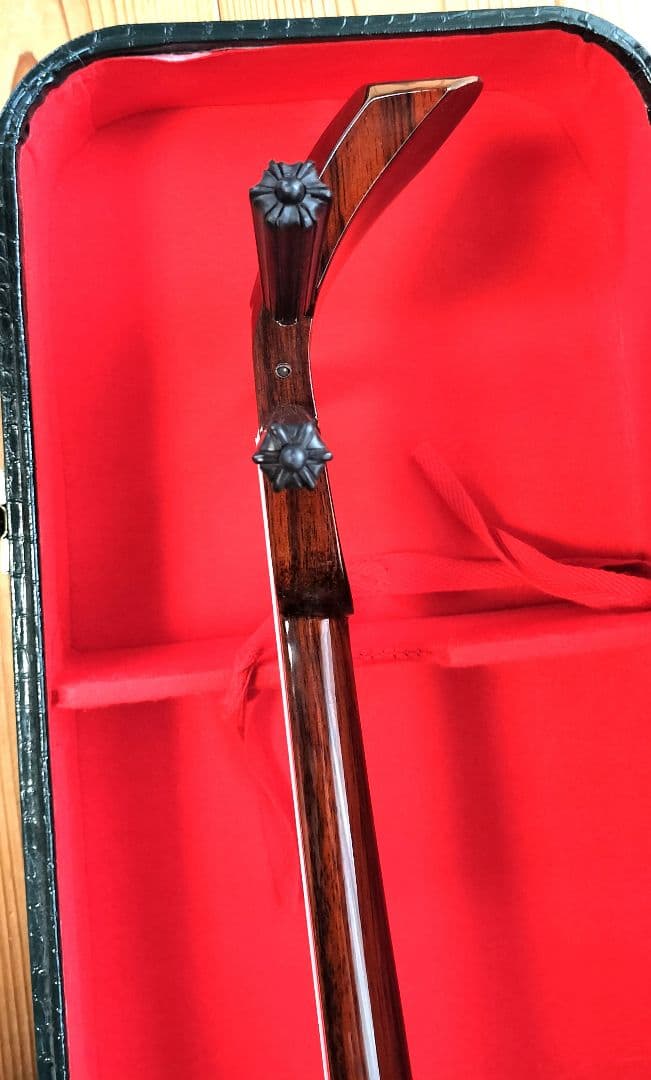 三線 黒檀 本皮一枚張りカマゴン 知念大工型