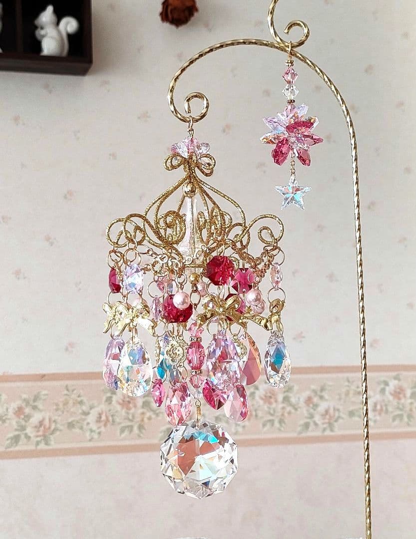 スワロフスキー✨️シャンデリアサンキャッチャー・スタンド付✯ブルーABダリア