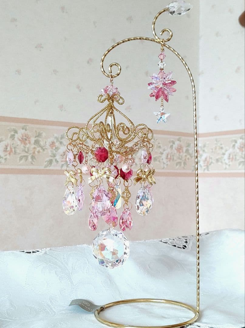 スワロフスキー✨️シャンデリアサンキャッチャー・スタンド付✯ブルーABダリア