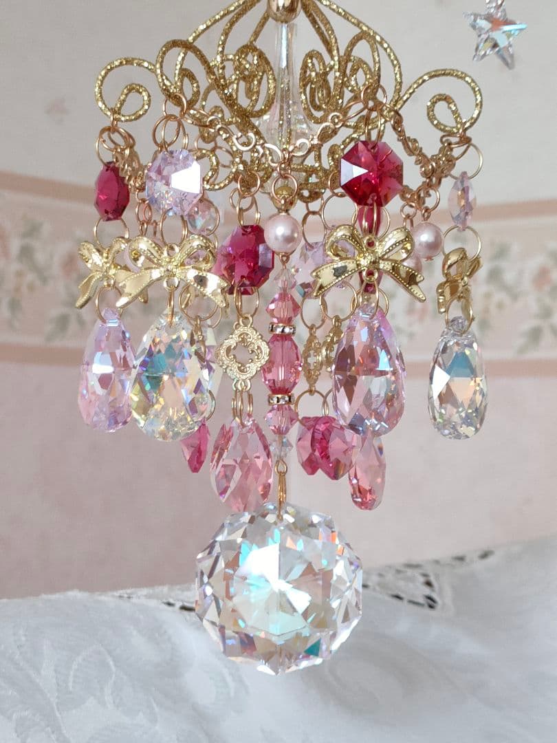 スワロフスキー✨️シャンデリアサンキャッチャー・スタンド付✯ブルーABダリア