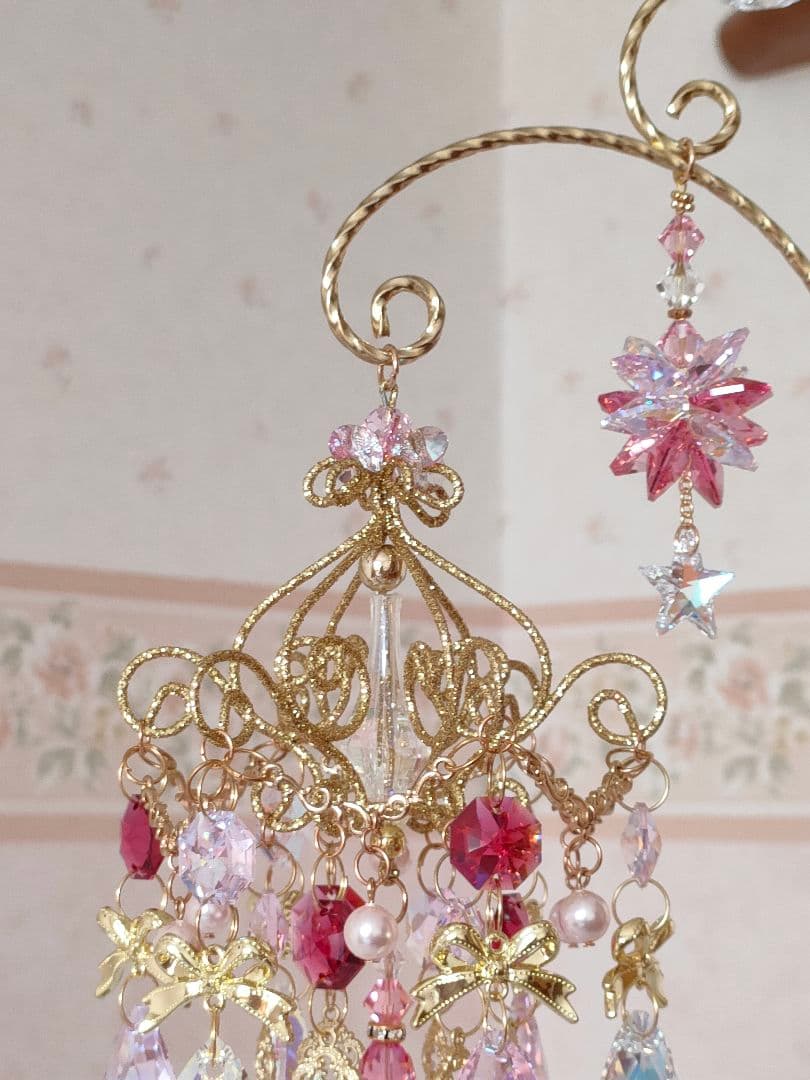 スワロフスキー✨️シャンデリアサンキャッチャー・スタンド付✯ブルーABダリア