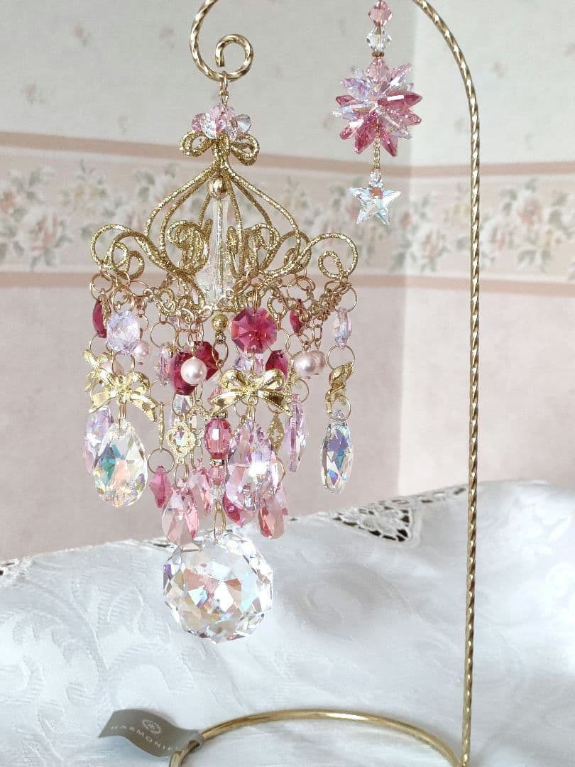 スワロフスキー✨️シャンデリアサンキャッチャー・スタンド付✯ブルーABダリア