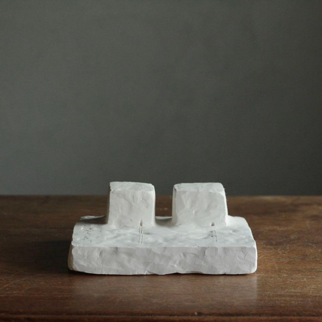 石塑粘土 立体作品 ２つの建物 現代美術 sculpture