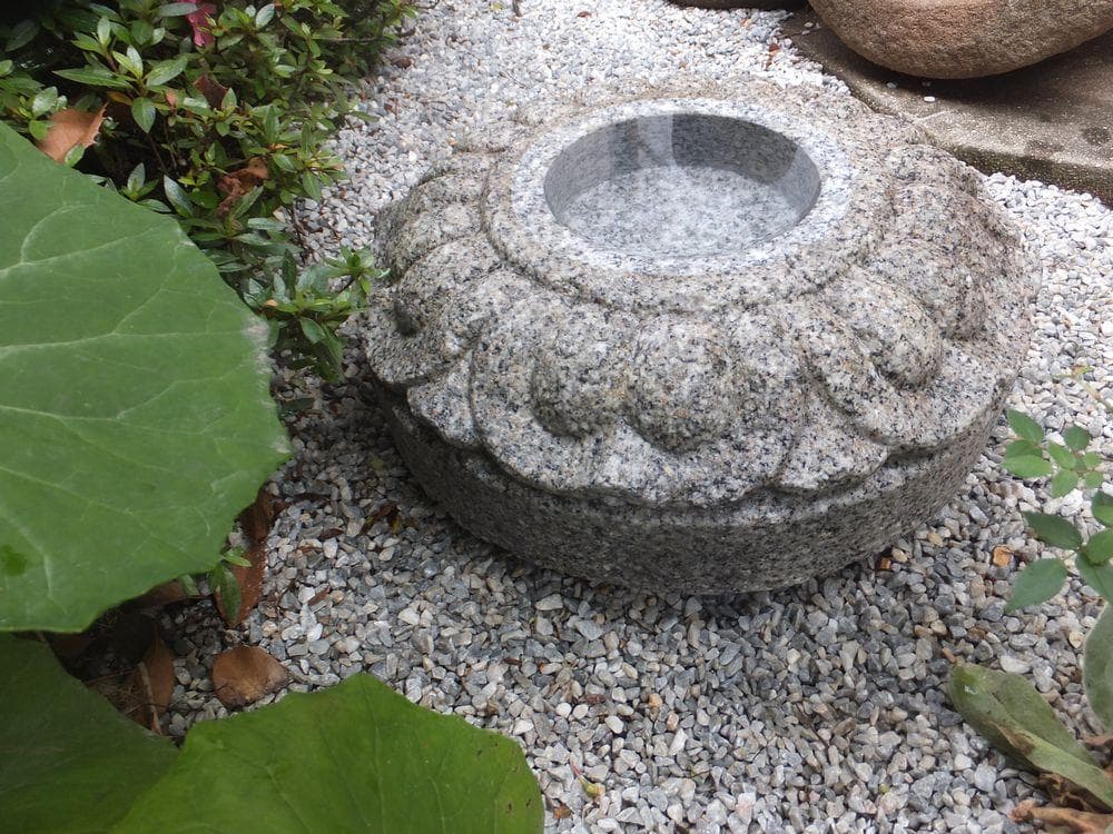 【見立て御影石水鉢・向鉢】庭石オブジェ箱庭造園ガーデニングオーナメント飾り石茶庭