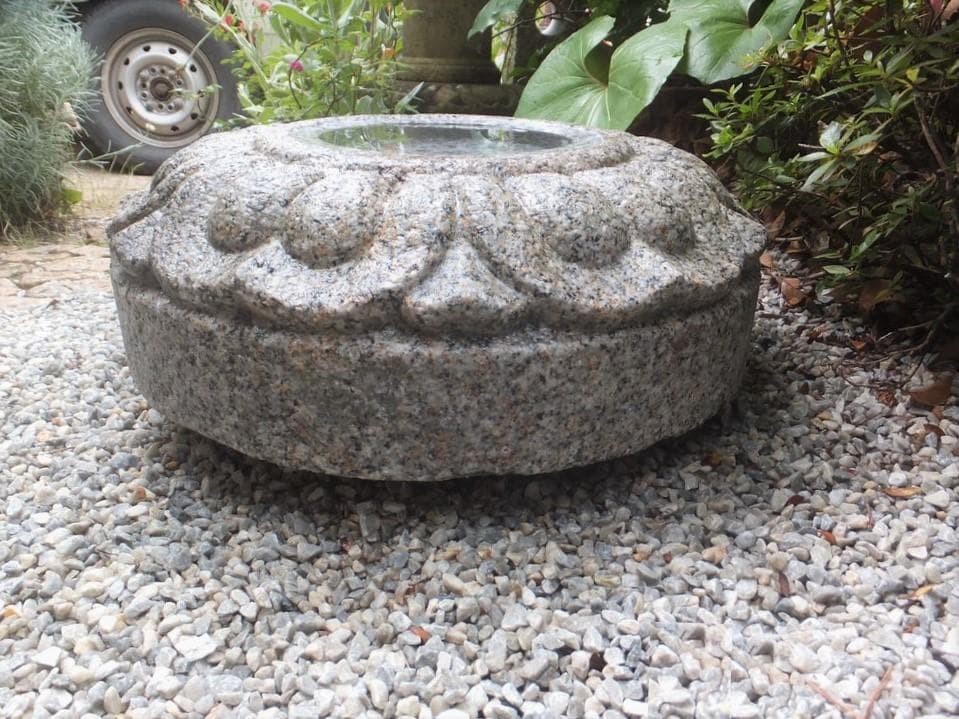 【見立て御影石水鉢・向鉢】庭石オブジェ箱庭造園ガーデニングオーナメント飾り石茶庭