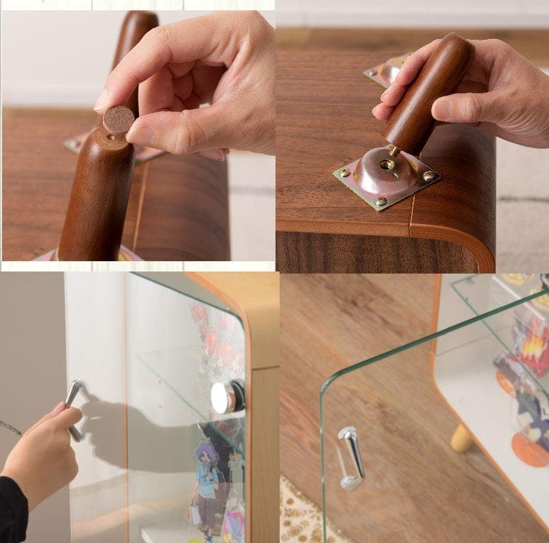 角が丸いデザイン☆３段ブラウン☆コレクションケース 脚付き