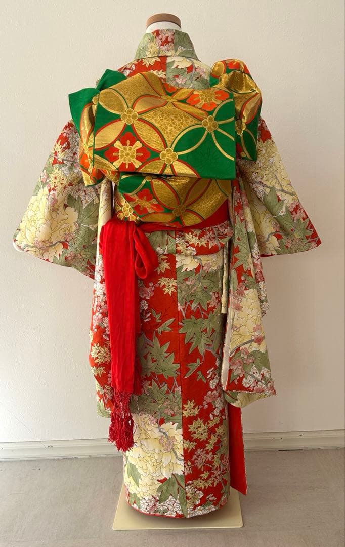 7歳　七五三　正絹着物　手描き　帯　帯揚げ　帯締め　しごきセット