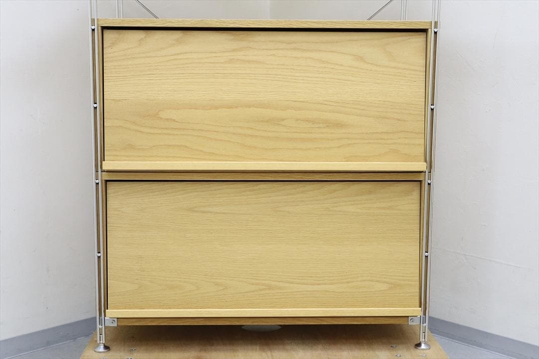 MUJI ステンレスユニットシェルフ ワイド 大 ボックス フラット扉 セット