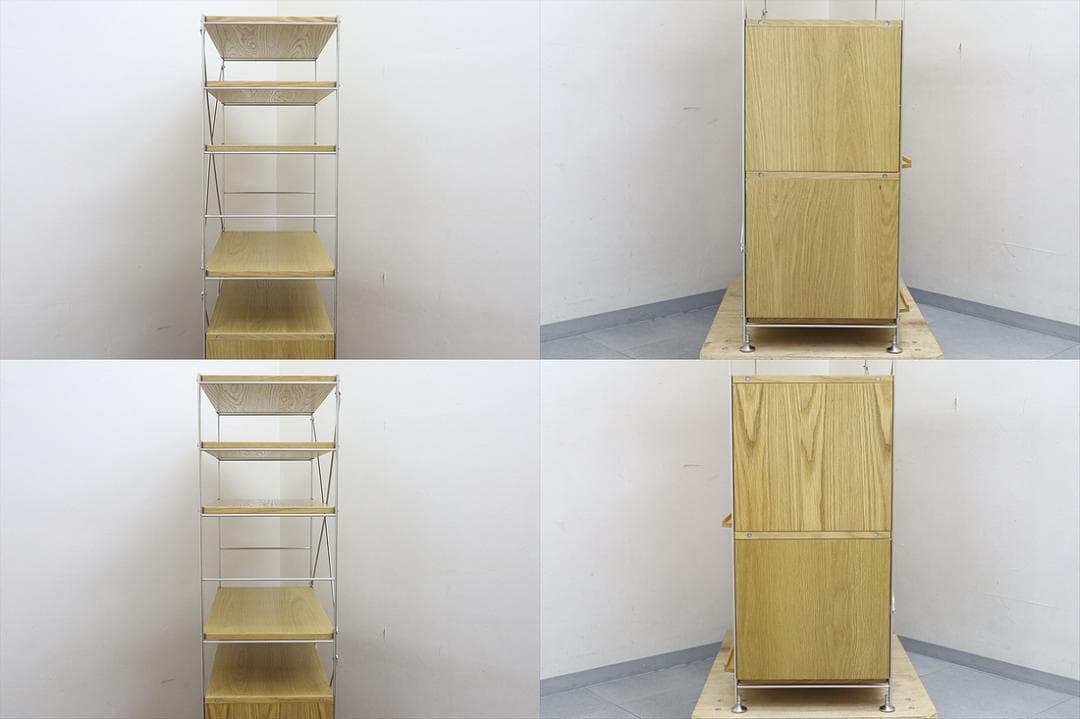 MUJI ステンレスユニットシェルフ ワイド 大 ボックス フラット扉 セット