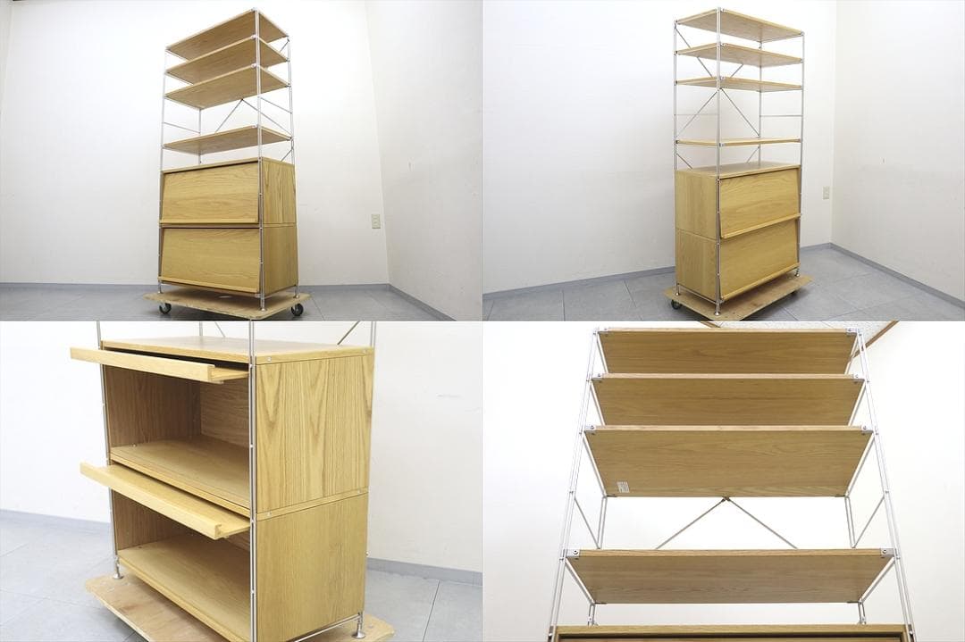 MUJI ステンレスユニットシェルフ ワイド 大 ボックス フラット扉 セット