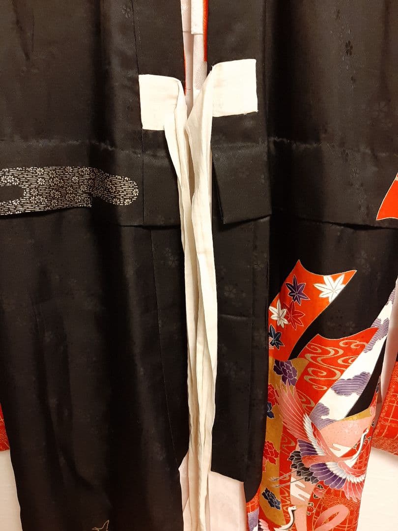 七五三　女の子　着物　鶴　リボン　レトロ　アンティーク