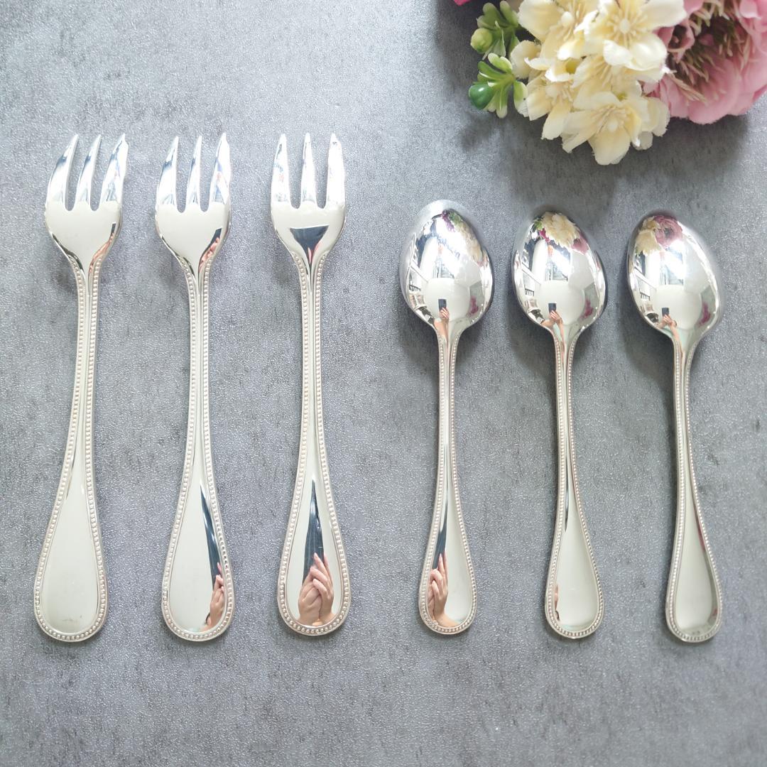 美品 クリストフル パール ケーキフォーク コーヒースプーン 6点