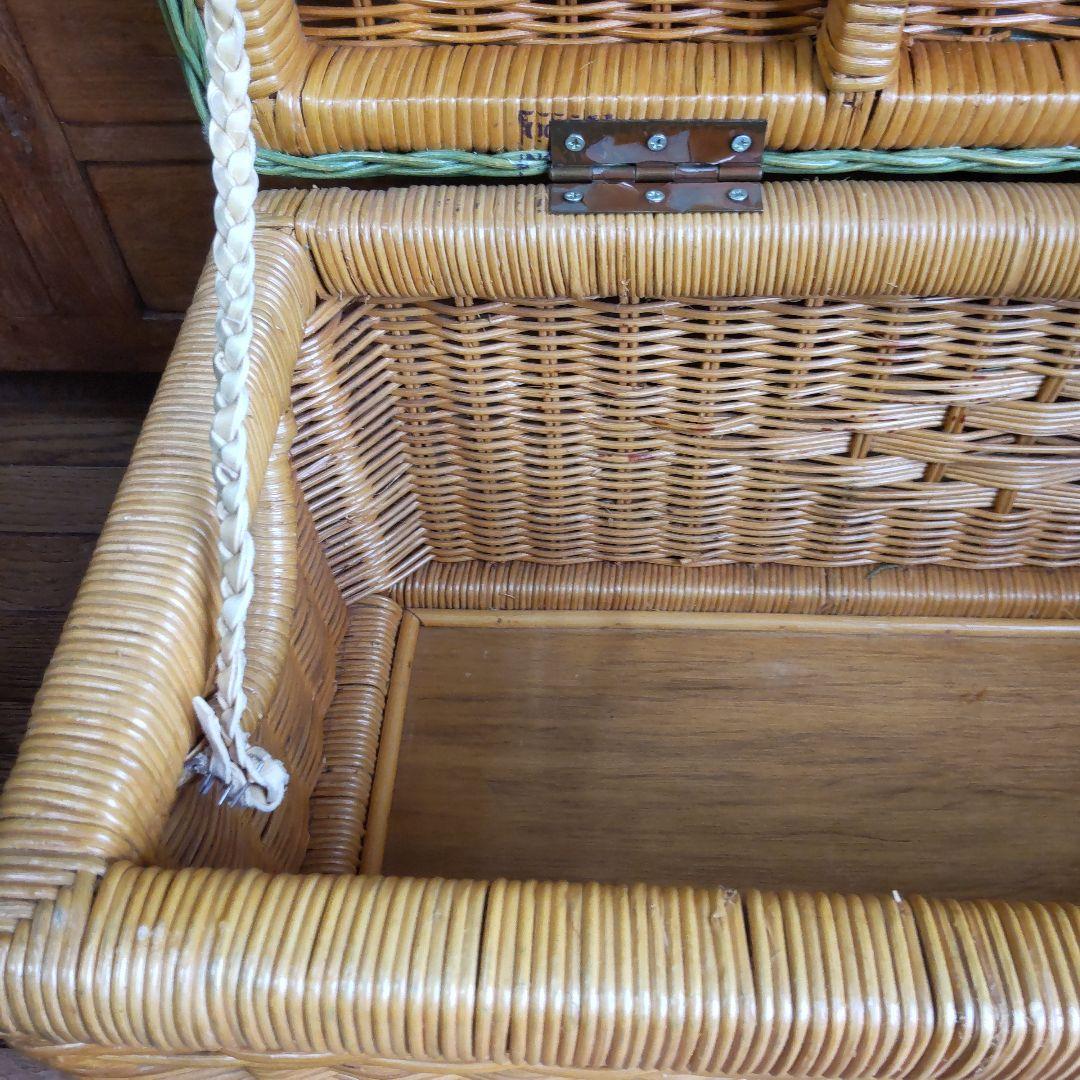 【ラタンの収納ボックス】籐家具 昭和レトロ 北欧 ヴィンテージ アンティーク