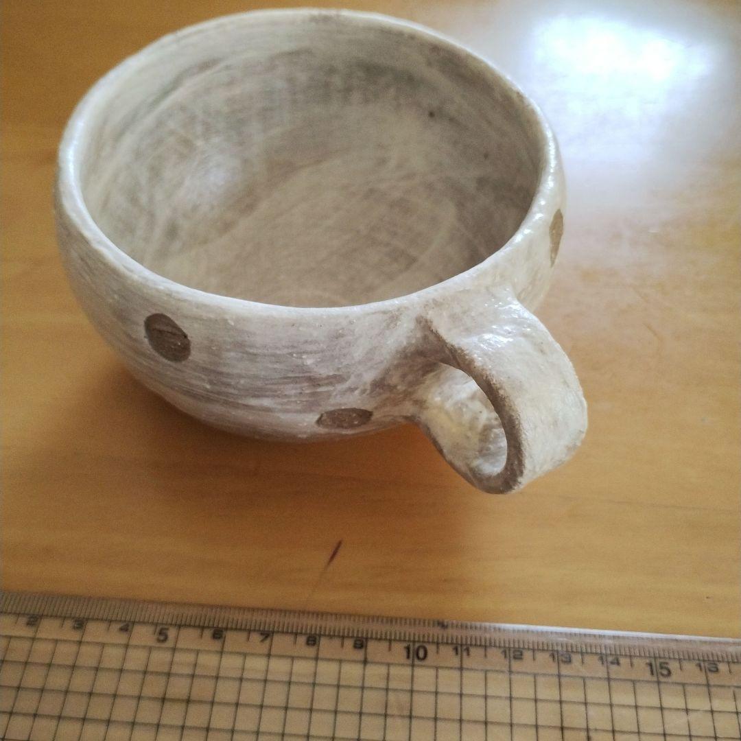 湯布院　HOMME BLUE CAFE スープカップ　陶器　水玉　ドット