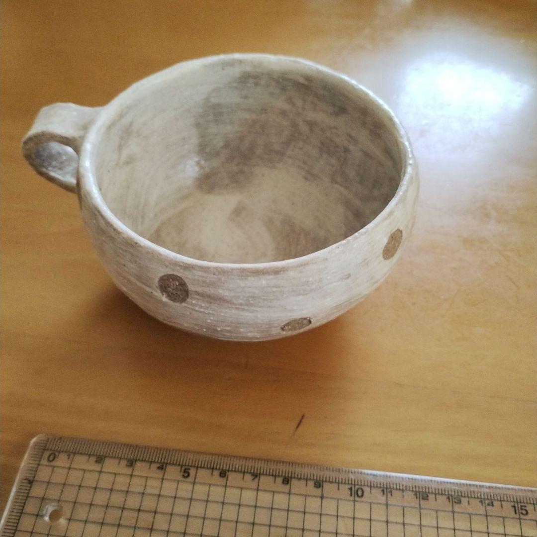 湯布院　HOMME BLUE CAFE スープカップ　陶器　水玉　ドット