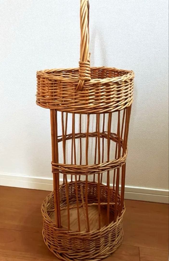 希少 英国アンティーク 縦型ワインバスケット