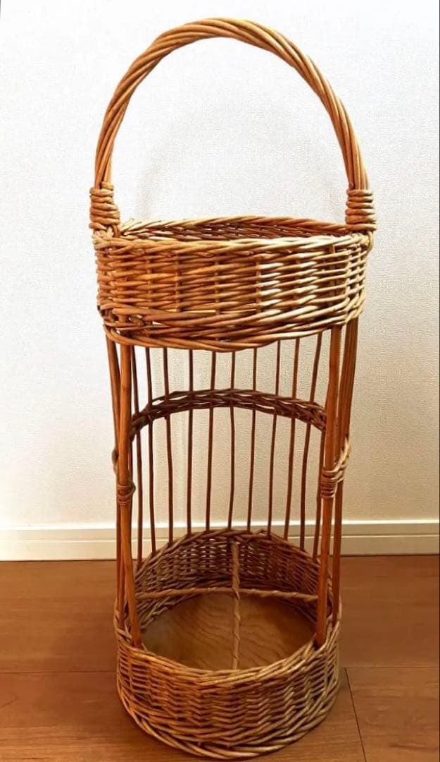 希少 英国アンティーク 縦型ワインバスケット