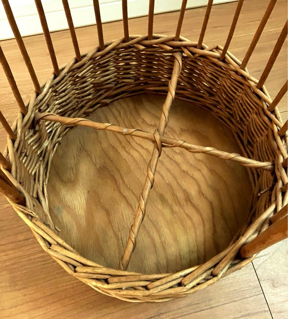 希少 英国アンティーク 縦型ワインバスケット