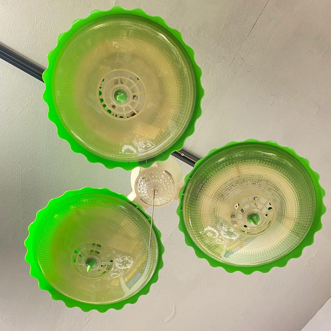 緑 グリーン 3灯 天井照明 昭和レトロ 当時物 レトロポップ インテリア