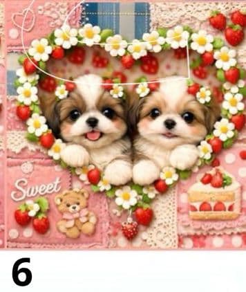 オーダーページ　ハンカチ　111 ハートわんこ柄　ハンドメイド2/6