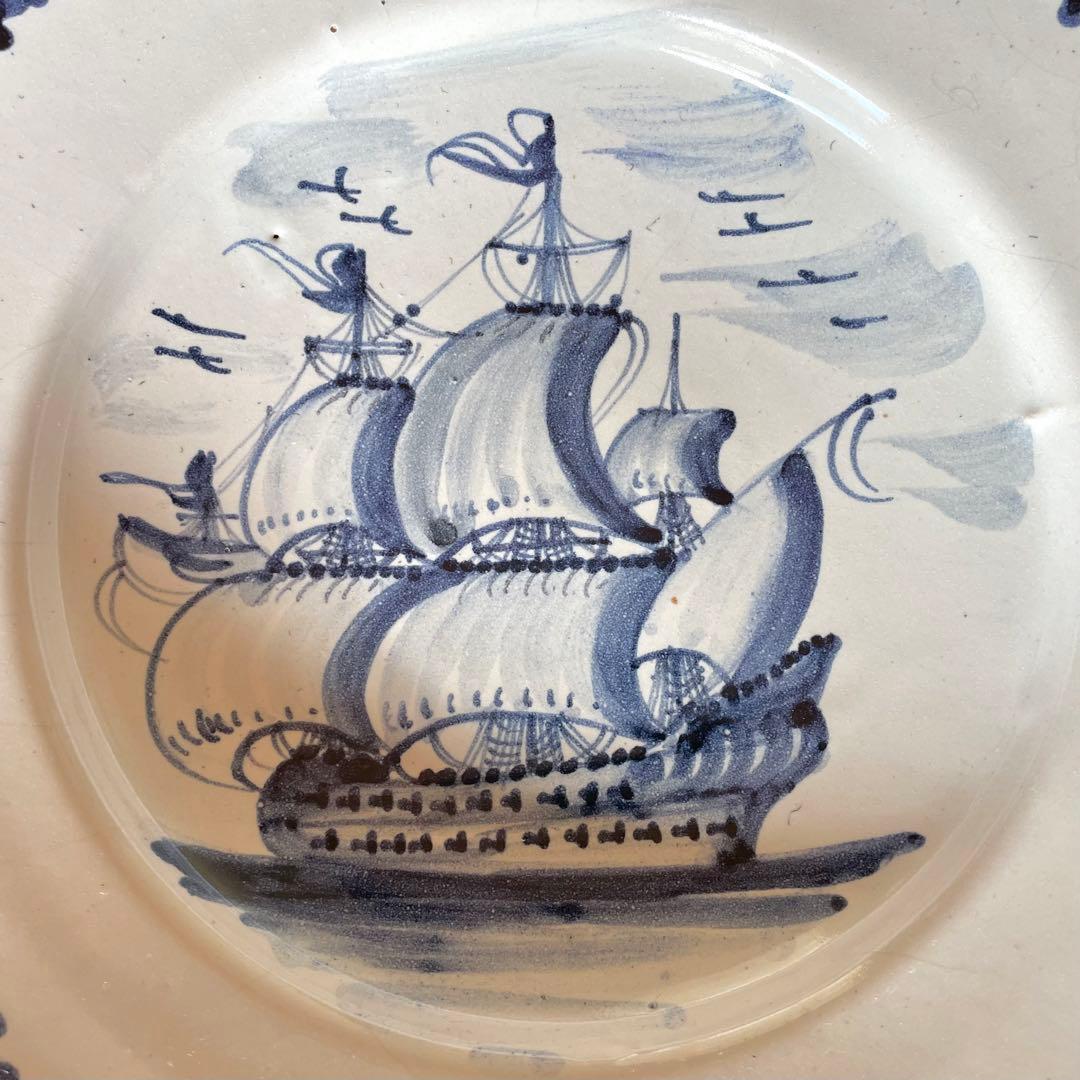 18世紀初頭 フランス アンティーク 染付皿 デルフト プレート 飾り皿 民藝