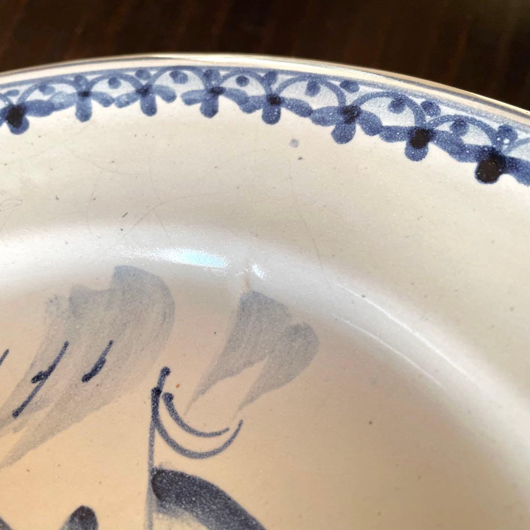 18世紀初頭 フランス アンティーク 染付皿 デルフト プレート 飾り皿 民藝