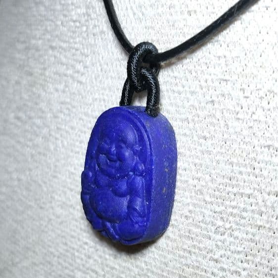 福徳円満・金運守護◇ラピスラズリ 布袋様 彫刻ペンダントトップ