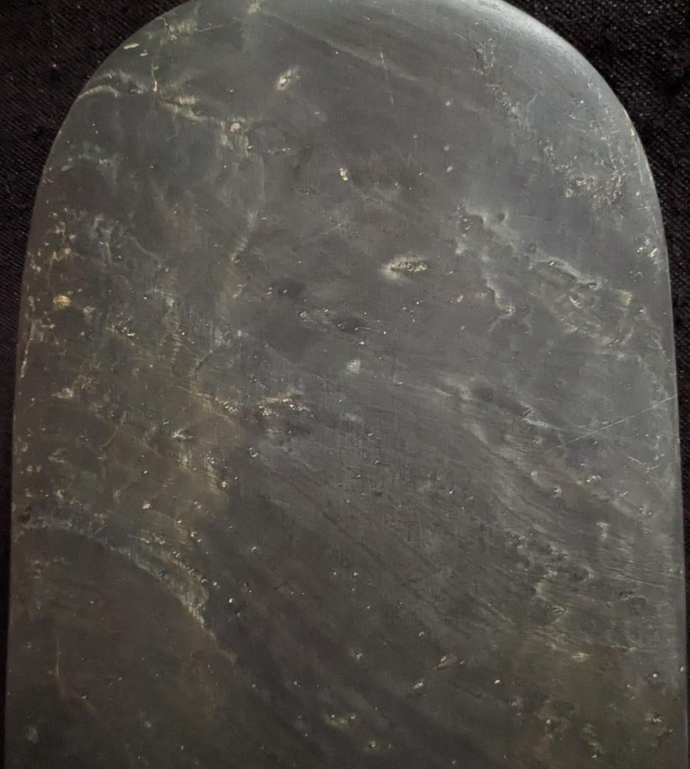 【歙州硯　松竹文特大楕硯】◆金暈金星・水波紋の美石◆12吋超◆唐木塗箱◆龍尾山