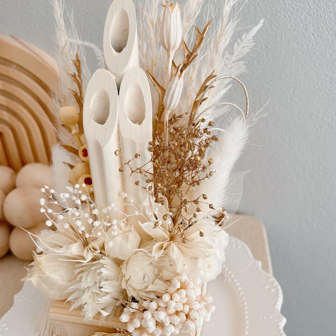 ニュアンスホワイト門松　サイズS くすみ好き　淡色門松　お正月飾り