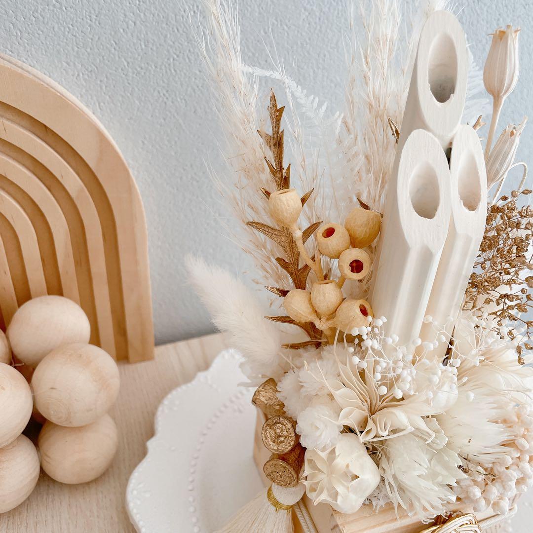 ニュアンスホワイト門松　サイズS くすみ好き　淡色門松　お正月飾り