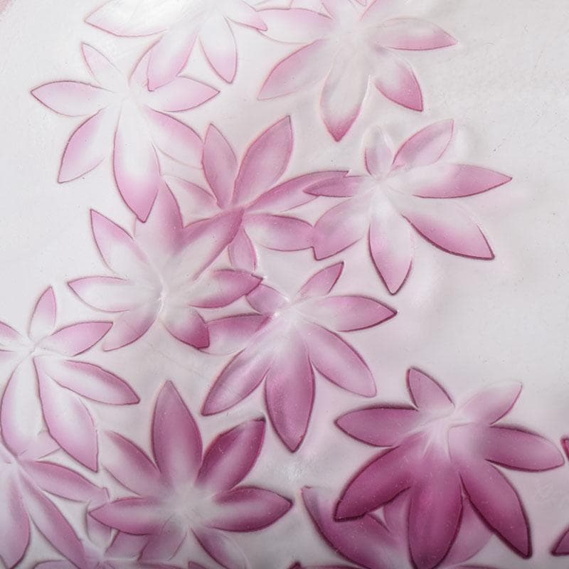 ガラス工芸 荒木良忠作 玻璃彫刻 金赤楓はがさね文皿 共布共