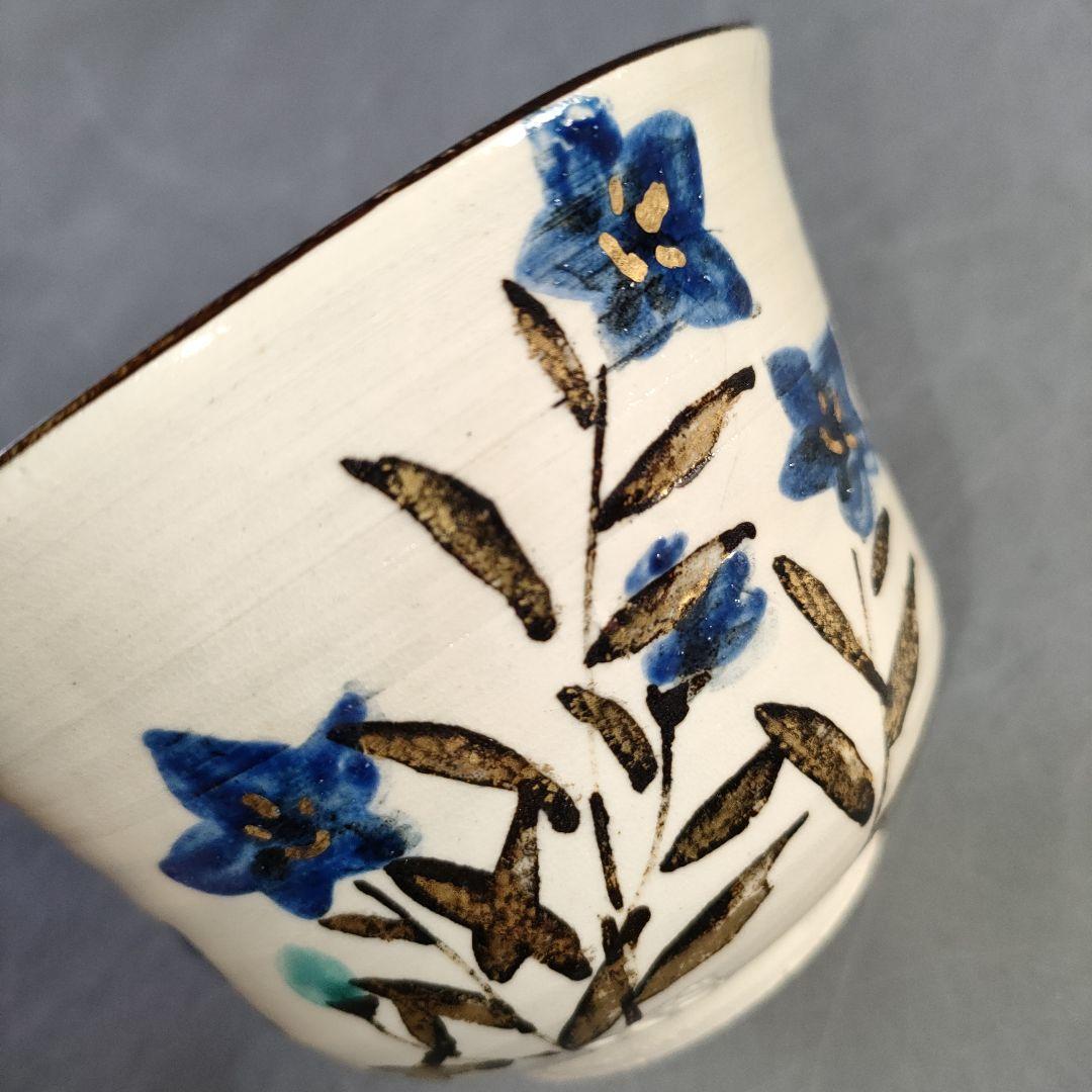 A1254-1/阿山人 造/桔梗の画向付5客/共箱/飾鉢/盛鉢/菓子鉢/懐石道具の